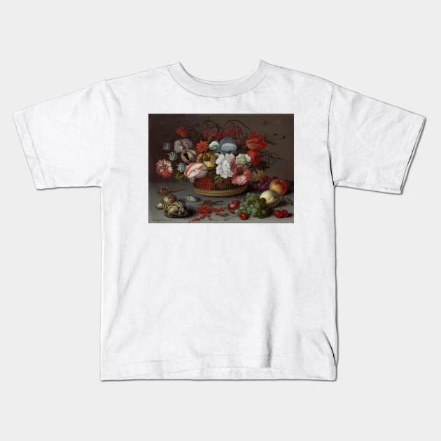 Basket of Flowers - Balthasar van der Ast Floral Painting Kids T-Shirt by maxberube